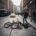 man valt van fatbike